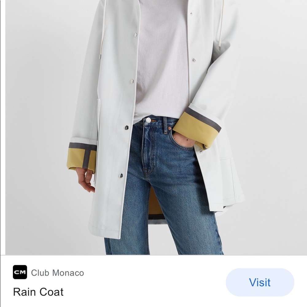 Club Monaco white rain coat - never worn before! Size XS